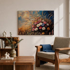 Wildflower Wall Art Meadow Flowers Framed Canvas Botanical Rustic Impasto Floral Living Room Decor
