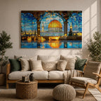 Masjid Al Aqsa Wall Art Arch View Framed Canvas Temple Mount Mosaic Islamic Decor