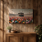 Kaaba Wall Art Tulip Field Framed Canvas Baitullah Surreal Islamic Mecca Muslim Home Decor