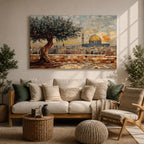 Masjid Al Aqsa Wall Art Olive Tree Framed Canvas Haram Sharif Mosaic Islamic Decor