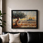 Masjid Al Aqsa Wall Art Olive Tree Framed Canvas Haram Sharif Mosaic Islamic Decor