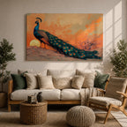 Peacock Wall Art Indian Peafowl Framed Canvas Tropical Bird Exotic Wildlife Nature Decor
