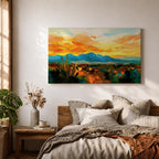 Desert Sunset Wall Art Southwest Landscape Framed Canvas Western Boho Rustic Home Decor