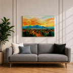 Desert Sunset Wall Art Southwest Landscape Framed Canvas Western Boho Rustic Home Decor