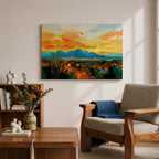 Desert Sunset Wall Art Southwest Landscape Framed Canvas Western Boho Rustic Home Decor