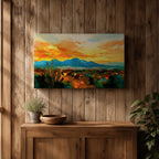 Desert Sunset Wall Art Southwest Landscape Framed Canvas Western Boho Rustic Home Decor