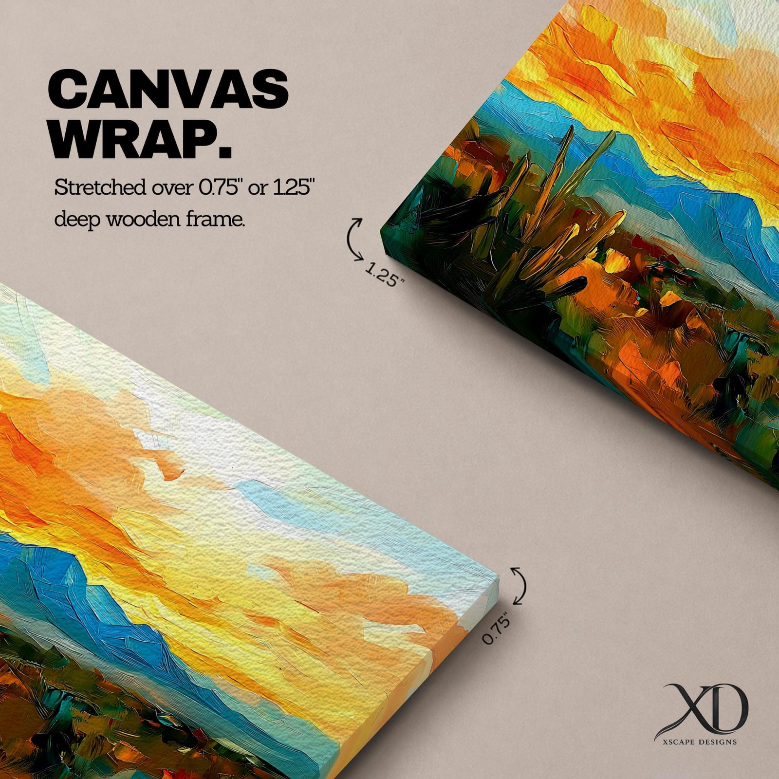 Desert Sunset Wall Art Southwest Landscape Framed Canvas Western Boho Rustic Home Decor