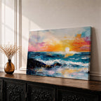 Ocean Sunset Wall Art Beach Seascape Framed Canvas Coastal Landscape Rustic Home Decor