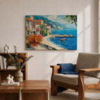 Amalfi Coast Wall Art Positano Italy Framed Canvas Mediterranean Seaside Living Room Decor