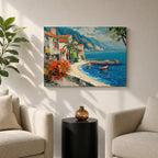 Amalfi Coast Wall Art Positano Italy Framed Canvas Mediterranean Seaside Living Room Decor