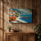 Amalfi Coast Wall Art Positano Italy Framed Canvas Mediterranean Seaside Living Room Decor