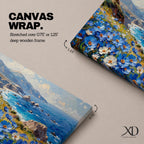 Coastal Wildflower Wall Art Big Sur Framed Canvas Ocean View Impasto Living Room Decor