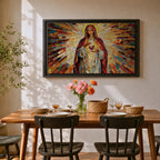 Immaculate Heart of Mary Wall Art Blessed Mother Framed Canvas Stained Glass Catholic Decor