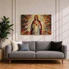 Immaculate Heart of Mary Wall Art Blessed Mother Framed Canvas Stained Glass Catholic Decor