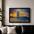 Burj Al Arab Wall Art Dubai Marina Framed Canvas UAE Skyline Living Room Decor