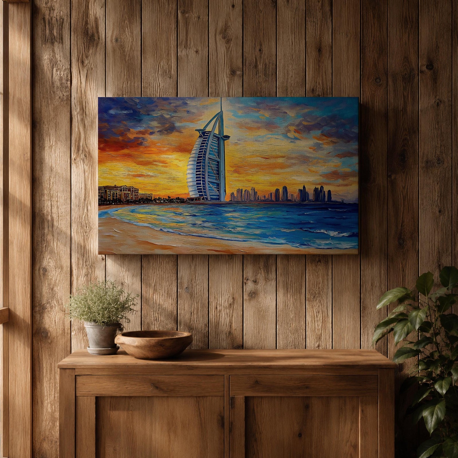 Burj Al Arab Wall Art Dubai Marina Framed Canvas UAE Skyline Living Room Decor