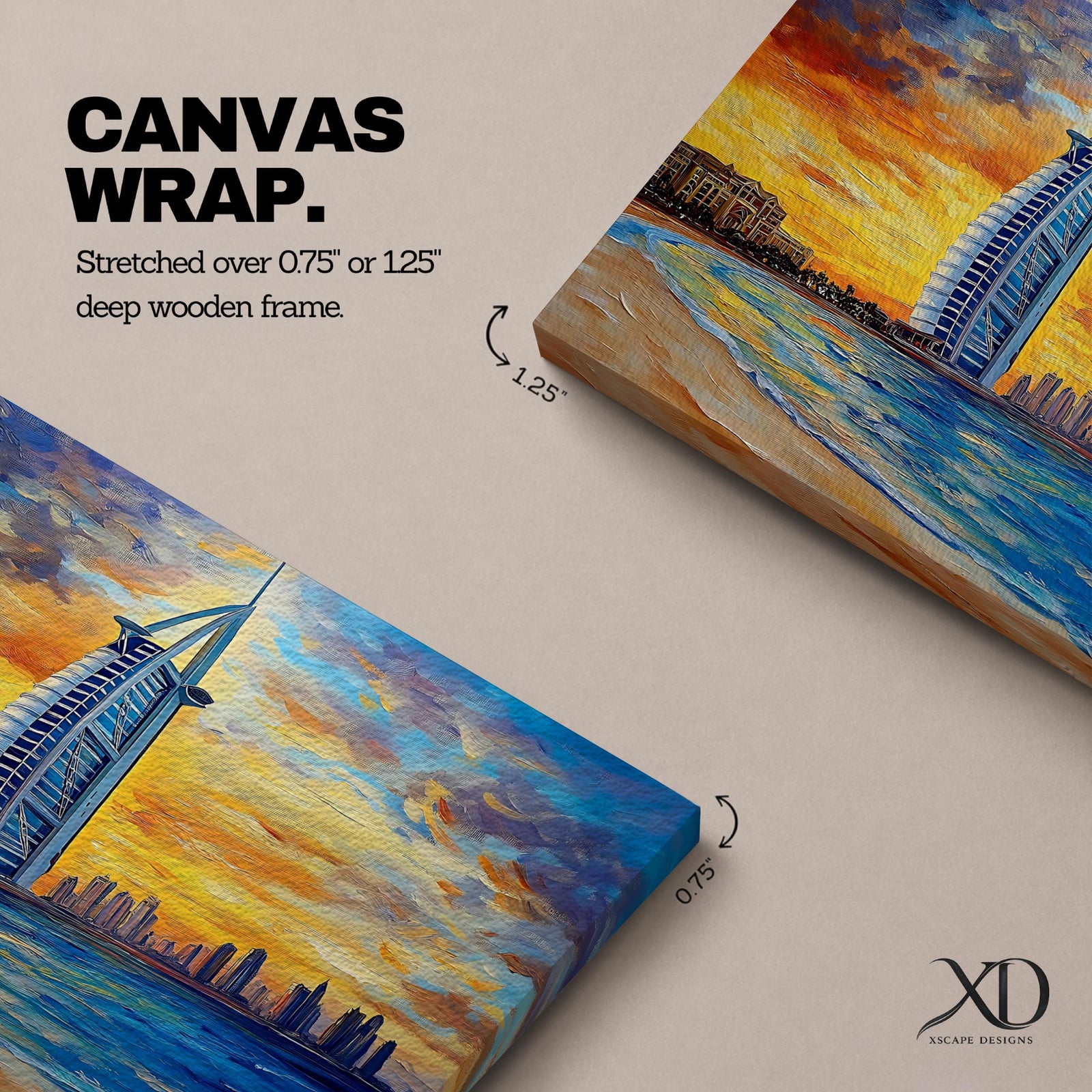 Burj Al Arab Wall Art Dubai Marina Framed Canvas UAE Skyline Living Room Decor