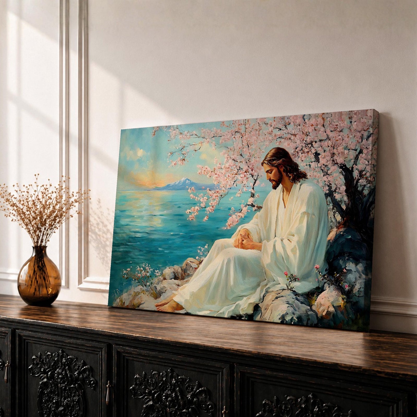Jesus Wall Art Christ Framed Canvas Biblical Christian Prayer Room Catholic Home Decor