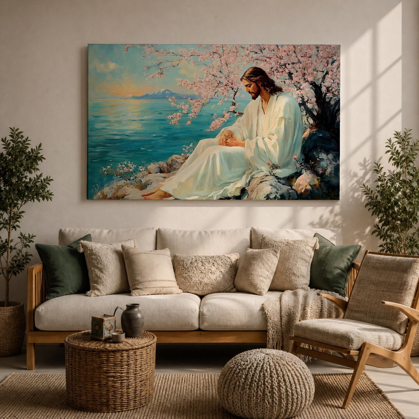 Jesus Wall Art Christ Framed Canvas Biblical Christian Prayer Room Catholic Home Decor