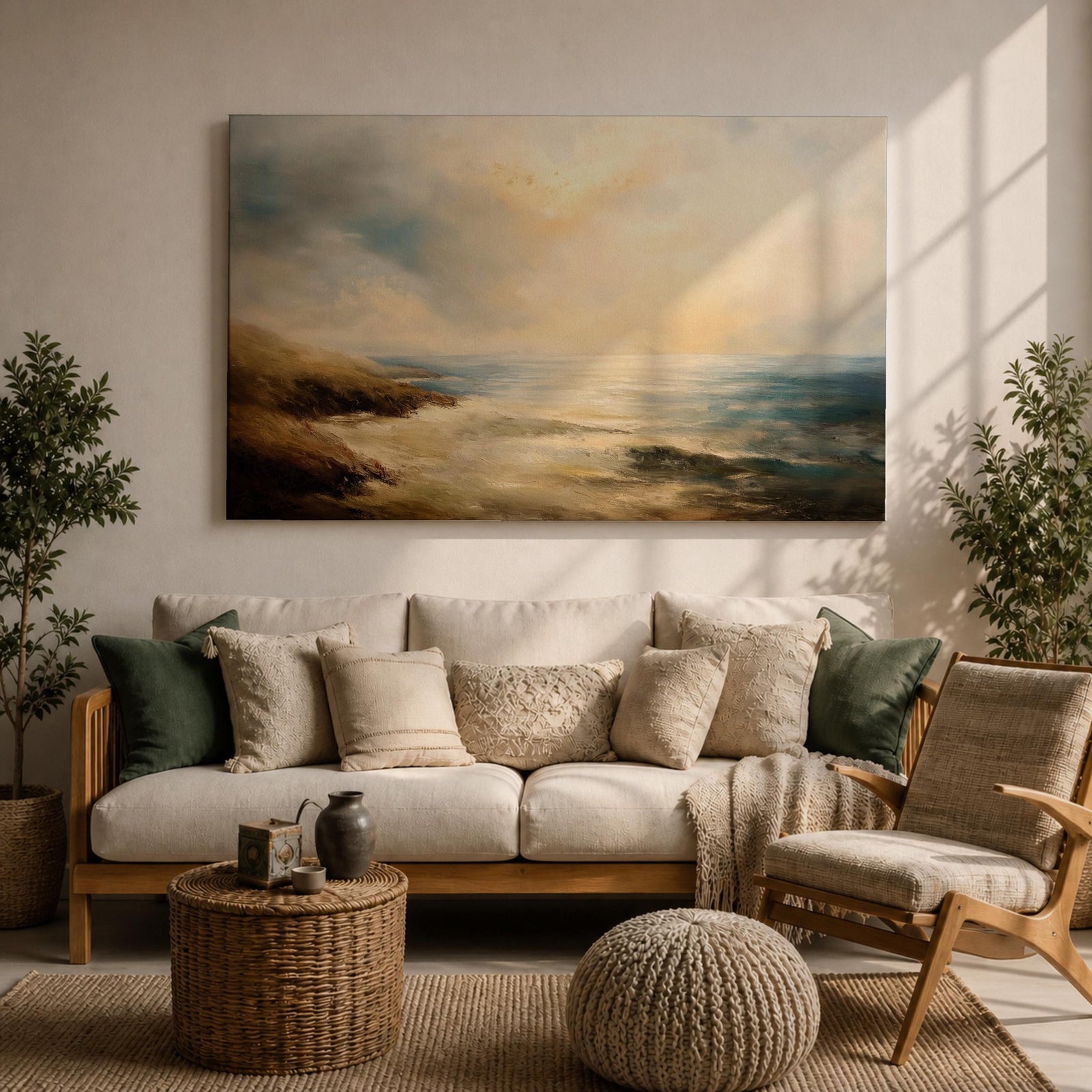 Seascape Wall Art Ocean View Framed Canvas Coastal Shore Beach House Home Decor