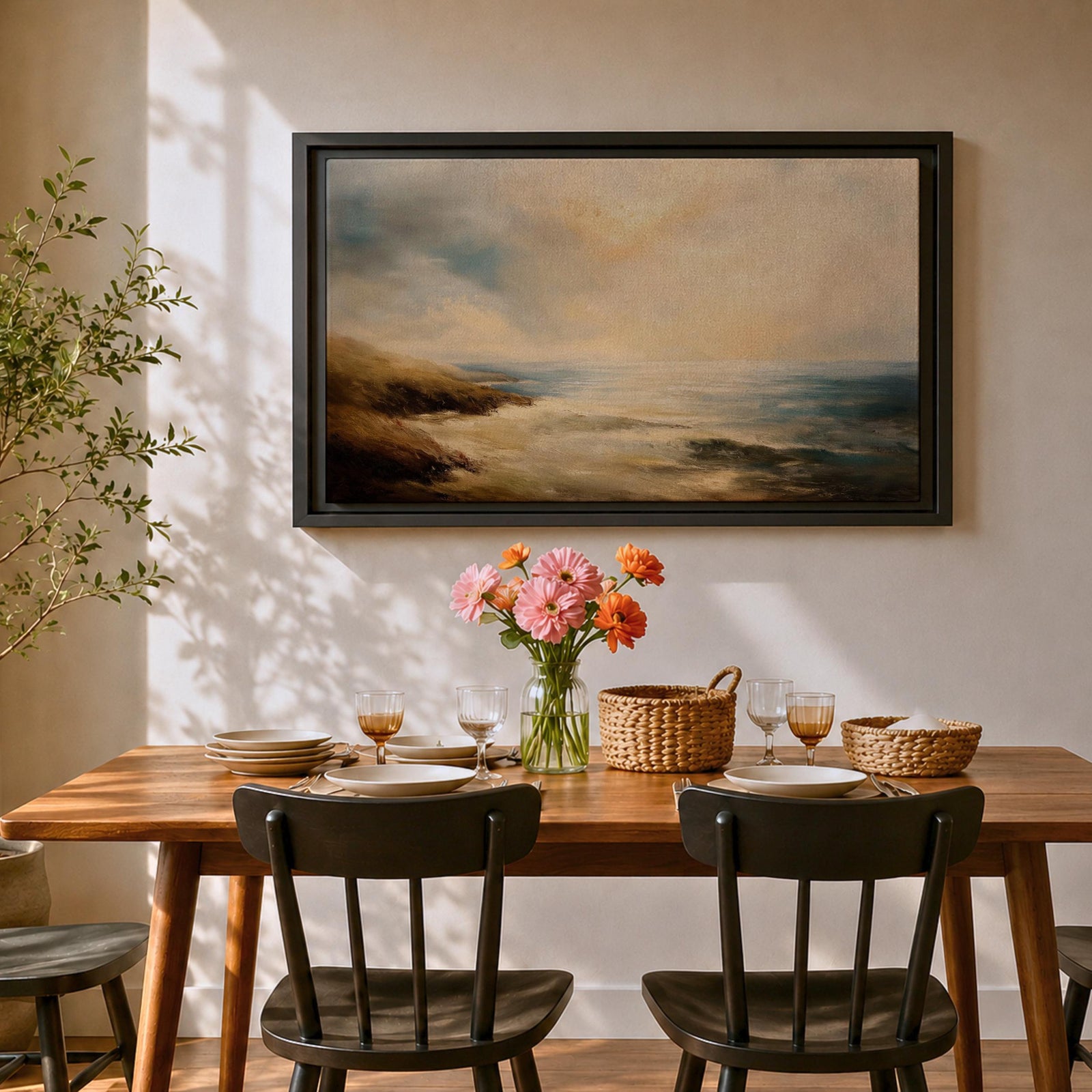 Seascape Wall Art Ocean View Framed Canvas Coastal Shore Beach House Home Decor