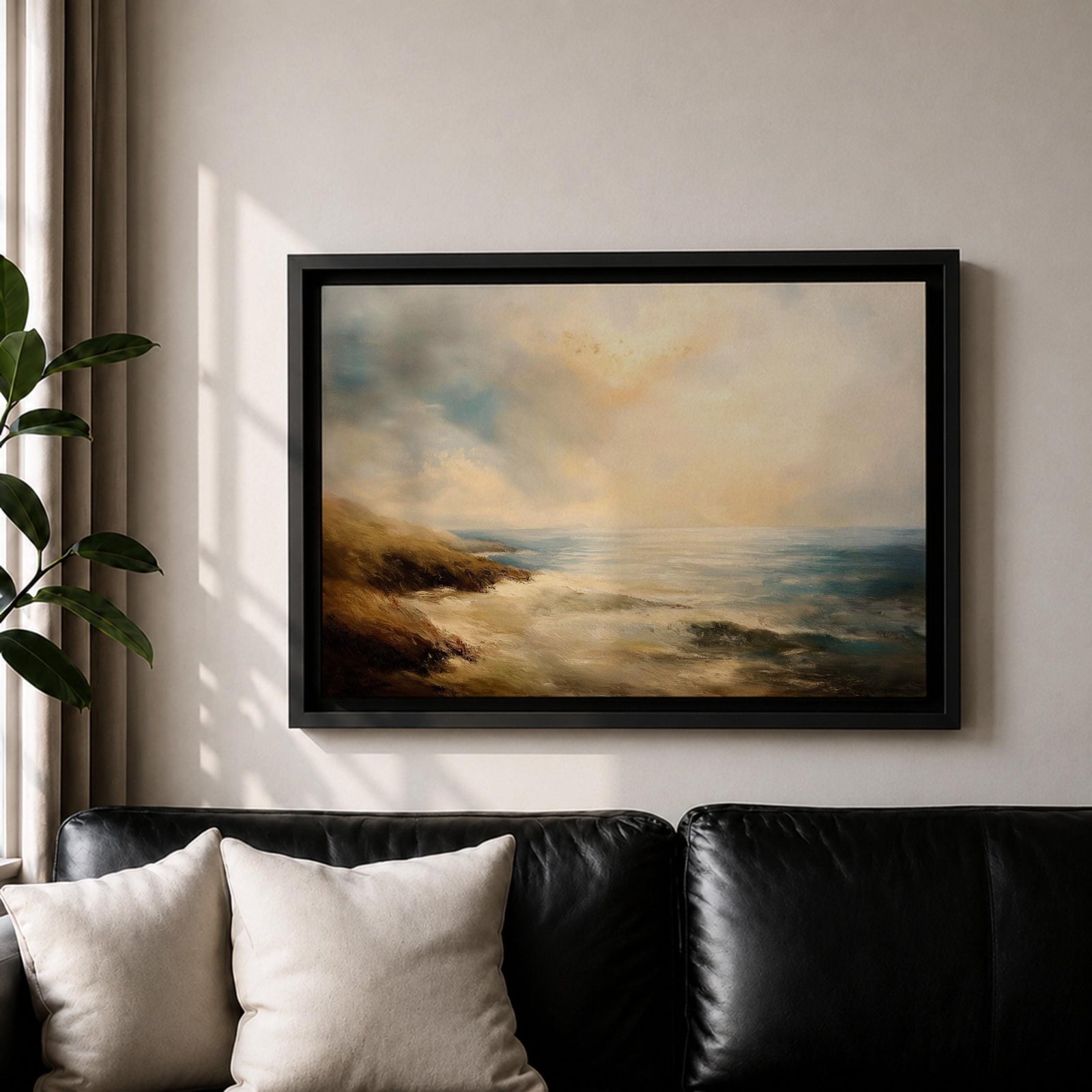Seascape Wall Art Ocean View Framed Canvas Coastal Shore Beach House Home Decor