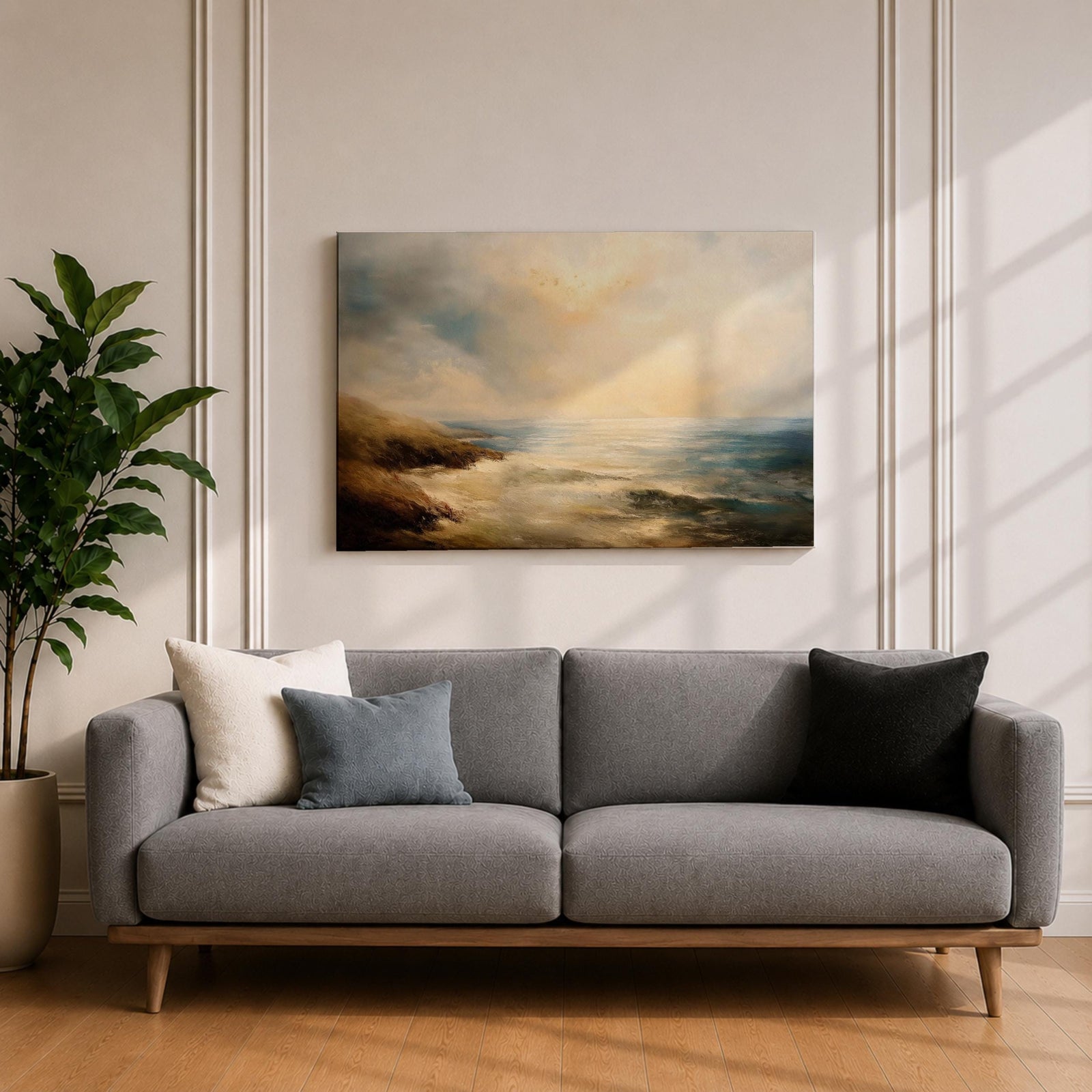 Seascape Wall Art Ocean View Framed Canvas Coastal Shore Beach House Home Decor