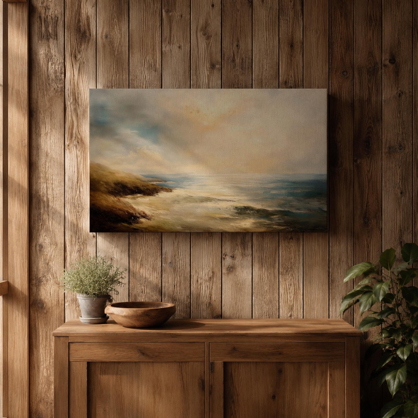 Seascape Wall Art Ocean View Framed Canvas Coastal Shore Beach House Home Decor