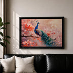 Peacock Wall Art Indian Peafowl Framed Canvas Botanical Wildlife Boho Home Decor