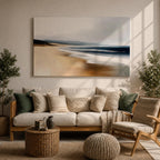 Coastal Seascape Wall Art Ocean Shoreline Framed Canvas Sandy Beach Coastal Home Decor