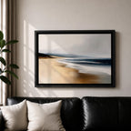Coastal Seascape Wall Art Ocean Shoreline Framed Canvas Sandy Beach Coastal Home Decor