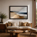 Coastal Seascape Wall Art Ocean Shoreline Framed Canvas Sandy Beach Coastal Home Decor