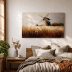 Windmill Wall Art Dutch Windmill Framed Canvas Wheat Field Farmhouse Home Decor