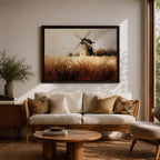 Windmill Wall Art Dutch Windmill Framed Canvas Wheat Field Farmhouse Home Decor