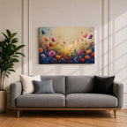 Wildflower Meadow Wall Art Flower Field Framed Canvas Botanical Impasto Floral Living Room Decor