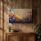 Wildflower Meadow Wall Art Flower Field Framed Canvas Botanical Impasto Floral Living Room Decor