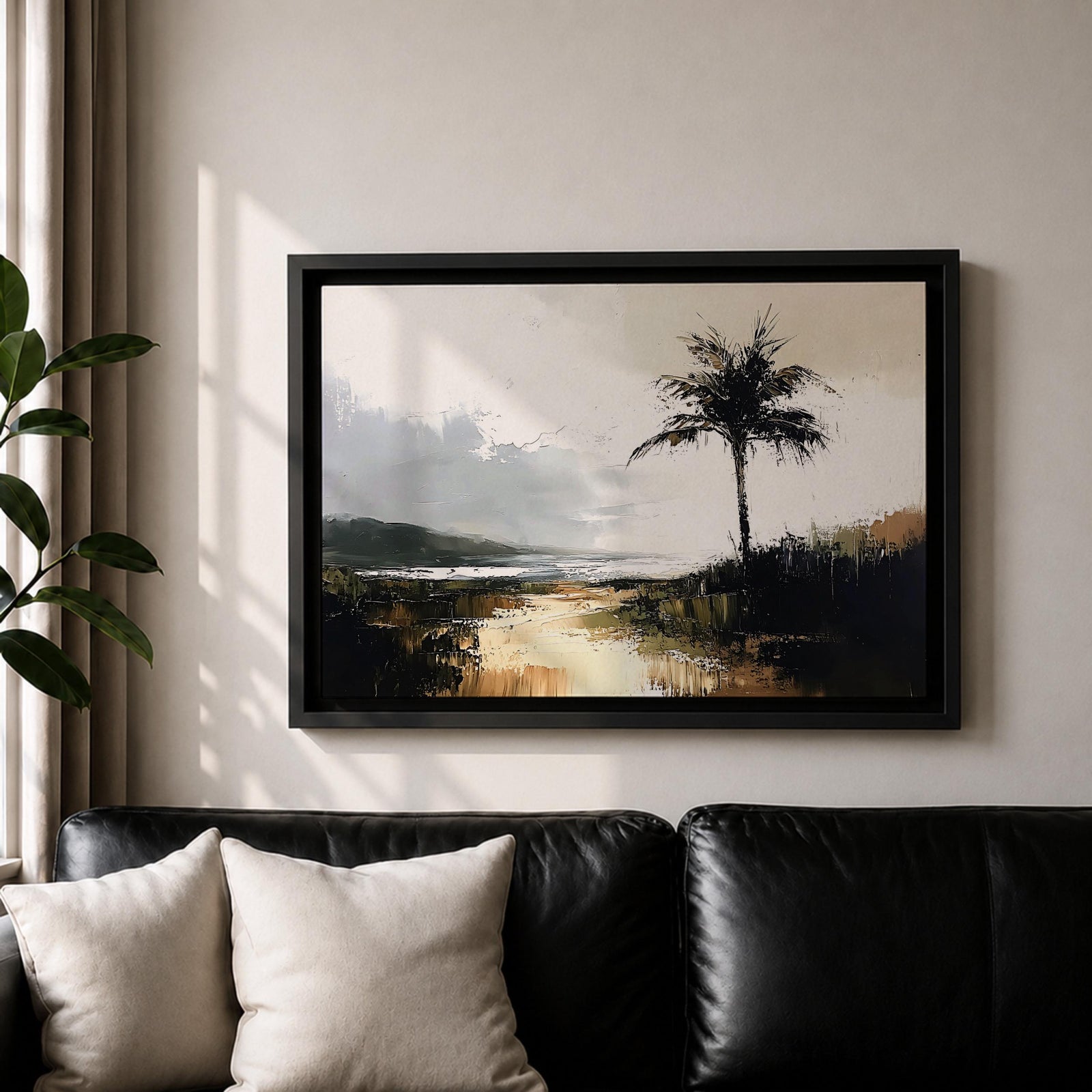 Palm Tree Wall Art Tropical Palm Framed Canvas Coastal Beach House Home Decor