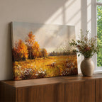 Autumn Meadow Wall Art Golden Meadow Framed Canvas Countryside Farmhouse Home Decor