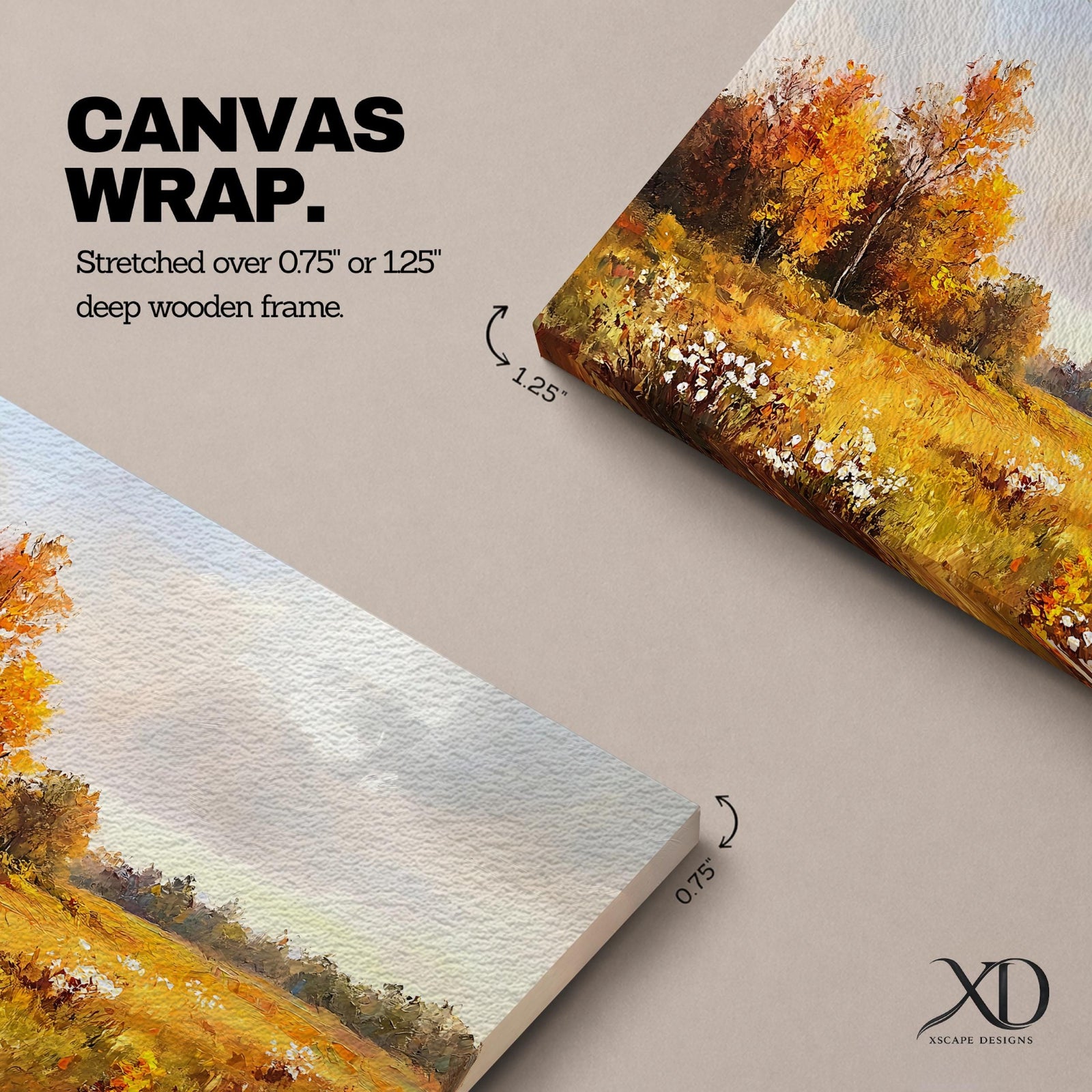 Autumn Meadow Wall Art Golden Meadow Framed Canvas Countryside Farmhouse Home Decor
