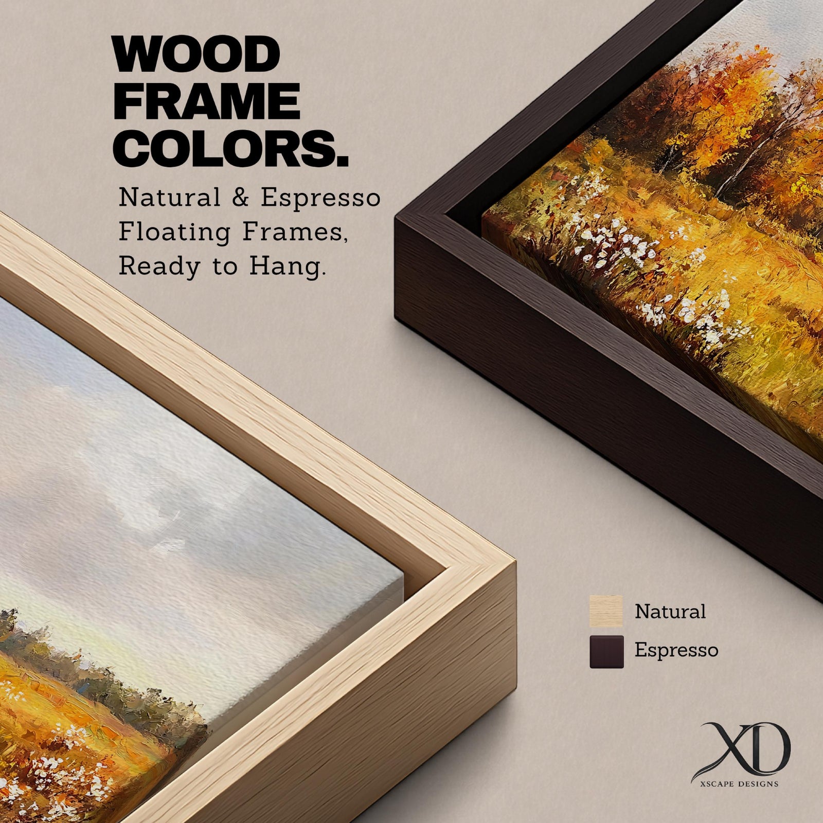 Autumn Meadow Wall Art Golden Meadow Framed Canvas Countryside Farmhouse Home Decor