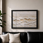 Ocean Waves Wall Art Ocean Surf Framed Canvas Coastal Seascape Impasto Beach House Decor