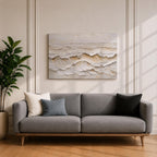 Ocean Waves Wall Art Ocean Surf Framed Canvas Coastal Seascape Impasto Beach House Decor