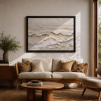 Ocean Waves Wall Art Ocean Surf Framed Canvas Coastal Seascape Impasto Beach House Decor