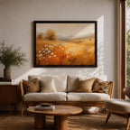 Wildflower Landscape Wall Art Golden Meadow Framed Canvas Rustic Farmhouse Home Decor