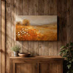Wildflower Landscape Wall Art Golden Meadow Framed Canvas Rustic Farmhouse Home Decor