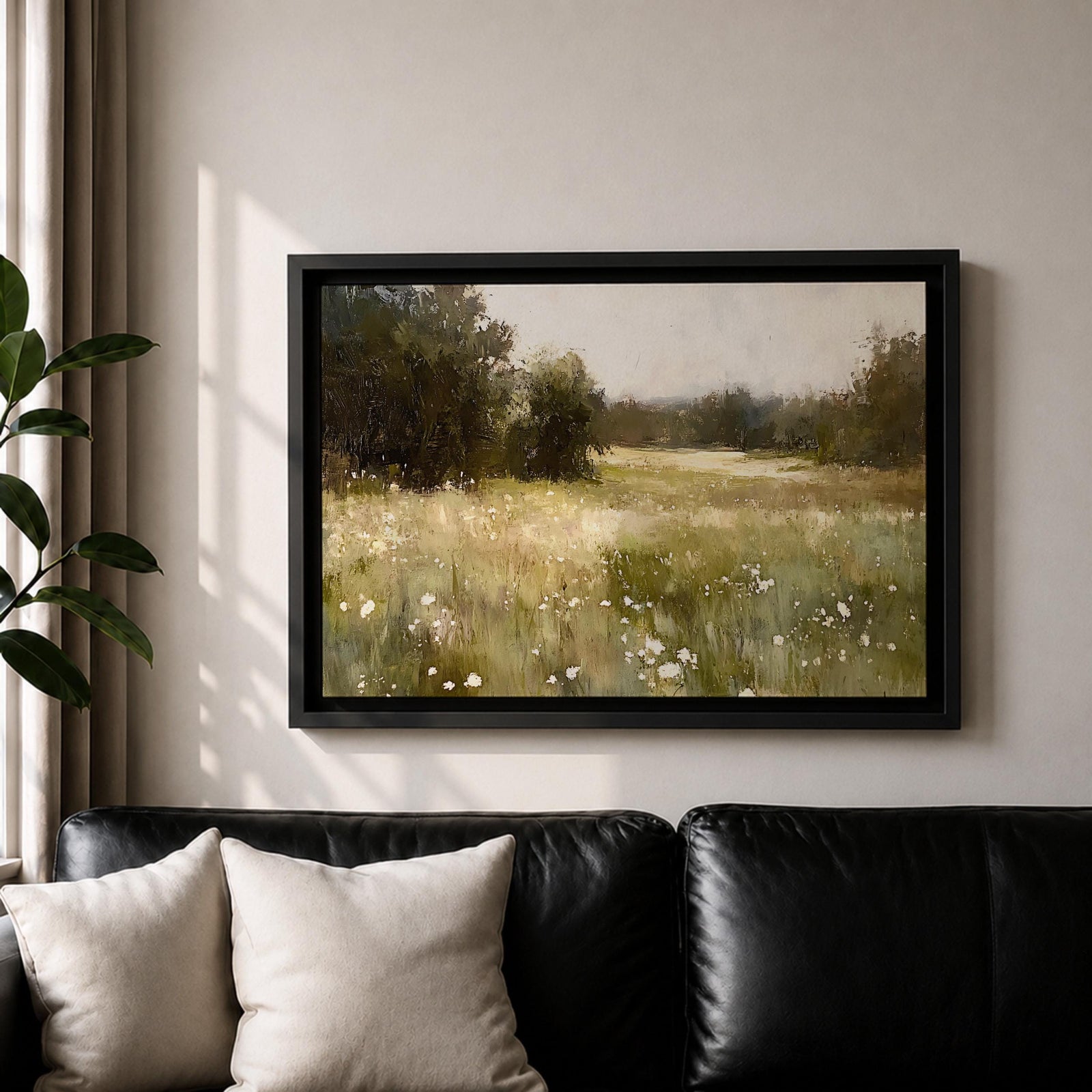 Wildflower Field Wall Art Countryside Meadow Framed Canvas Rustic Farmhouse Home Decor