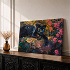 Black Panther Wall Art Melanistic Leopard Framed Canvas Jungle Wildlife Impasto Exotic Home Decor