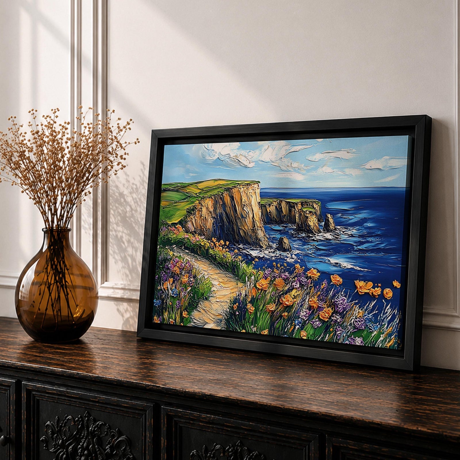 Coastal Landscape Wall Art Big Sur Coast Framed Canvas Beach View Living Room Decor