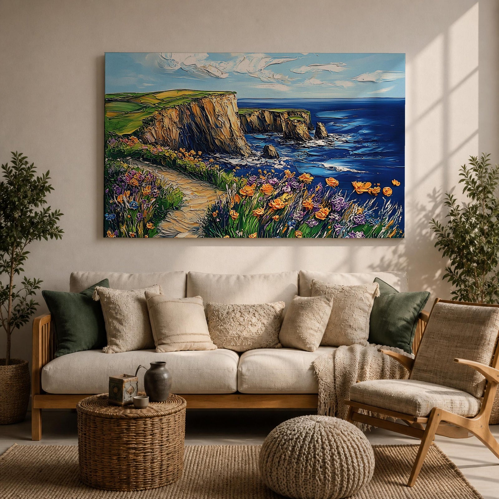Coastal Landscape Wall Art Big Sur Coast Framed Canvas Beach View Living Room Decor