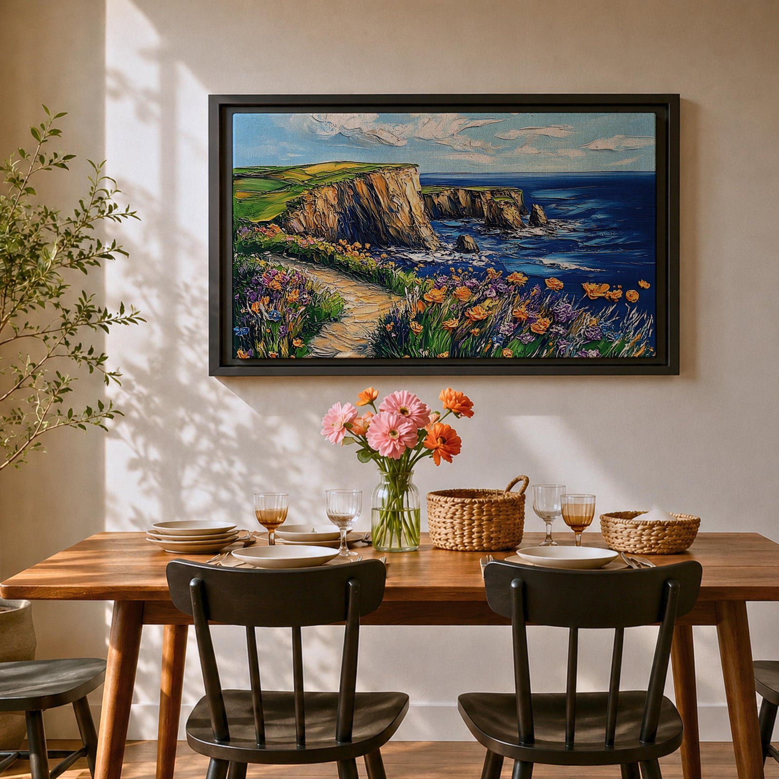 Coastal Landscape Wall Art Big Sur Coast Framed Canvas Beach View Living Room Decor